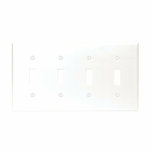 Leviton 4-Gang Plastic Toggle Switch Wall Plate, White 001-88012